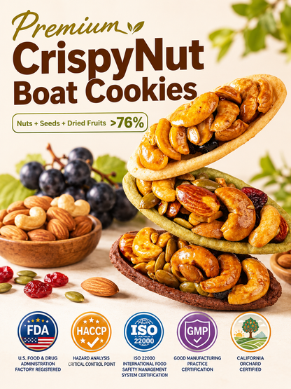 🍪Premium Crispy Almond Cashew Cookies – Roasted Nut Snack with Cocoa, Matcha & Original Flavors-Luke